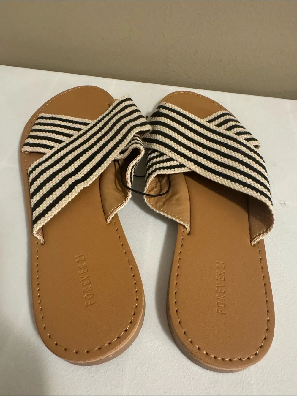 Forever 21 Black & White Stripe Sandals